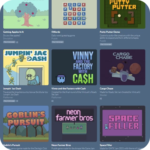Itch.io games catalogue
